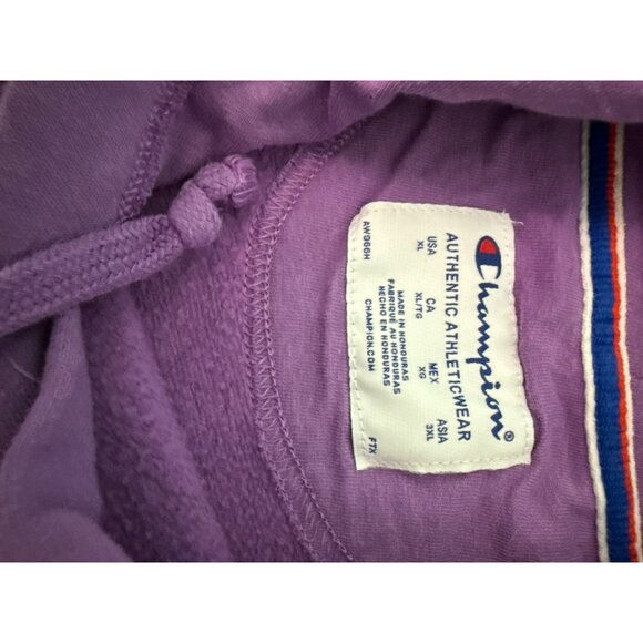 Champion Womens Purple Hooded Sweatshirt Size XL Cotton Blend Kangaroo Pocket - Picture 6 of 7